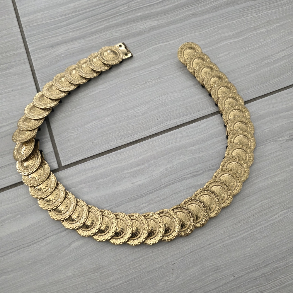 Gold Coin Collar Belt - Women's Statement Accessory
